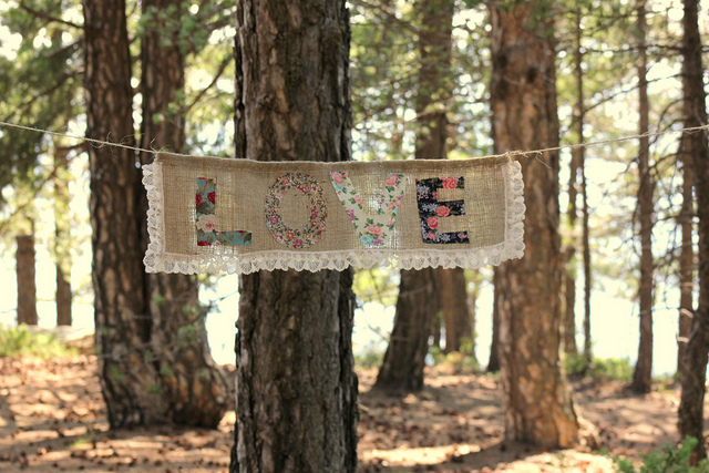 burlap and lace love banner